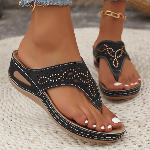 Orthopedic Sandals for Women,Breathable Mesh Sports Sandals,Arch Support Wedge Flip Flops for Women,Walking Comfort Sandals With Arch Support 2025,Flat Sandals Dressy Summer Shoes3
