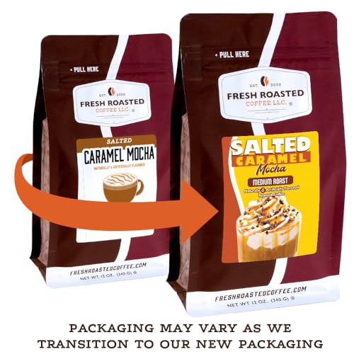 Image of Fresh Roasted Coffee, Salted Caramel Mocha Flavored Drip Ground Coffee, Medium Roast, Kosher, 12 oz