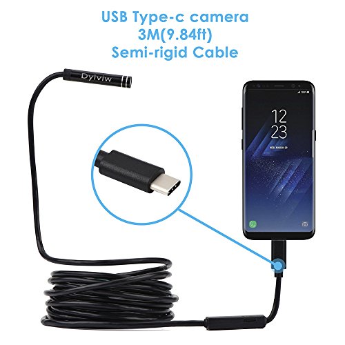 Dylviw 3 Meter(9.84ft) Rigid Cable USB C Endoscope Type C Borescope Inspection Camera