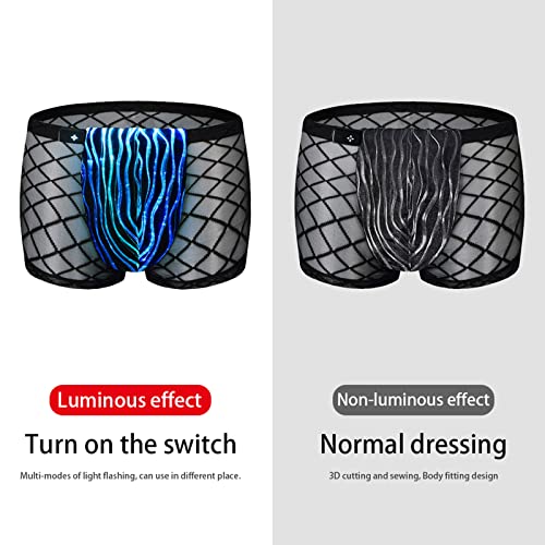 Men's Underwear Led Sexy Boxer Briefs Light Up Mesh Lace Panties Luminous Swimsuit Low Rise Shorts for Party3