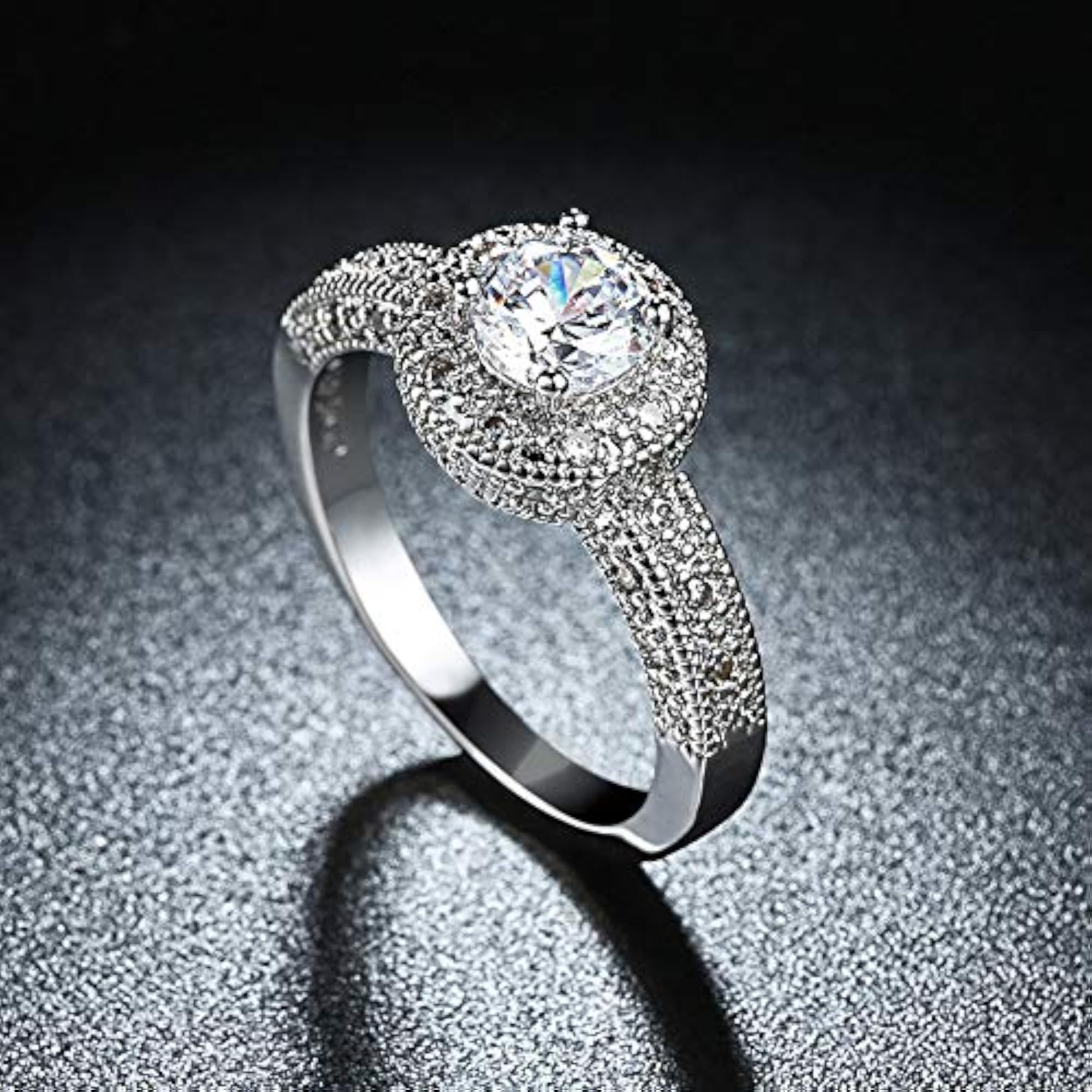 A5 Crystal Royal Queen 925 Sterling Silver Plated Ring(Silver)