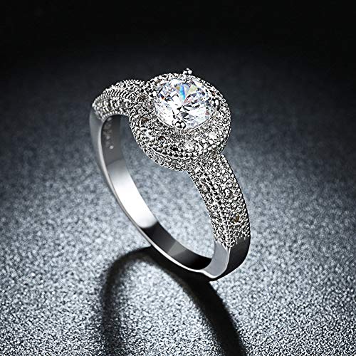 A5 Crystal Royal Queen 925 Sterling Silver Plated Ring(Silver)
