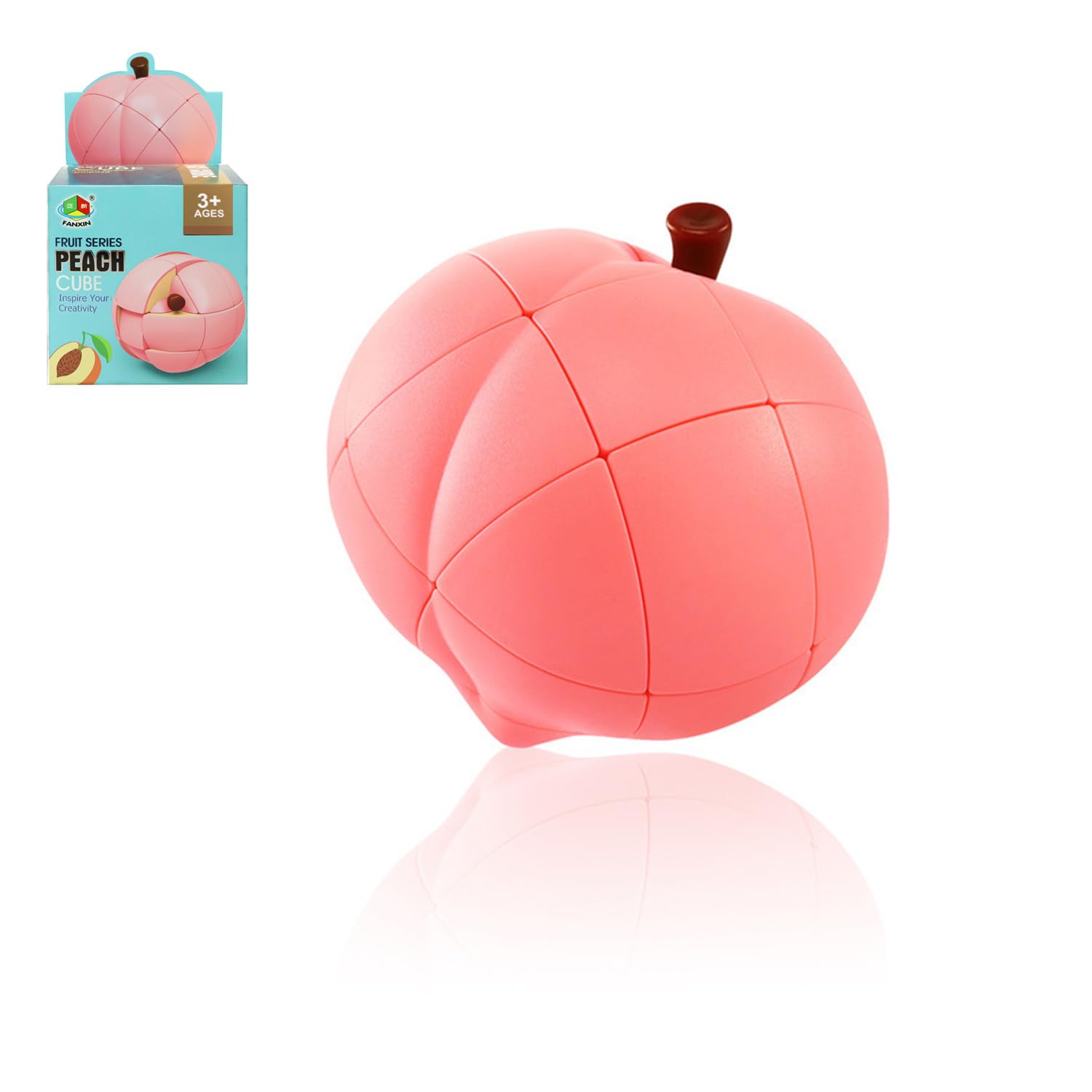 Bucaxit Speed Cube Peach Special Shaped Magic Cube 33,1:1 Realistic Fruit 3D Puzzle Brain Teasers Educational Toy for Cube Lovers