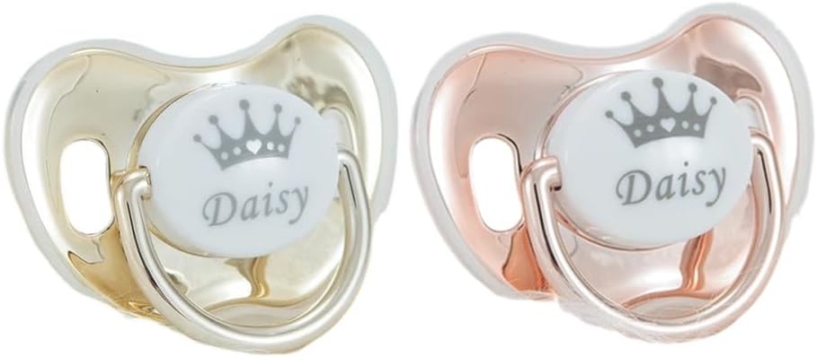 Bling Gold Silver Custom Baby Pacifiers Personalized Binky with Name for Girls and Boys Ideal Baby Gift(2pcs)