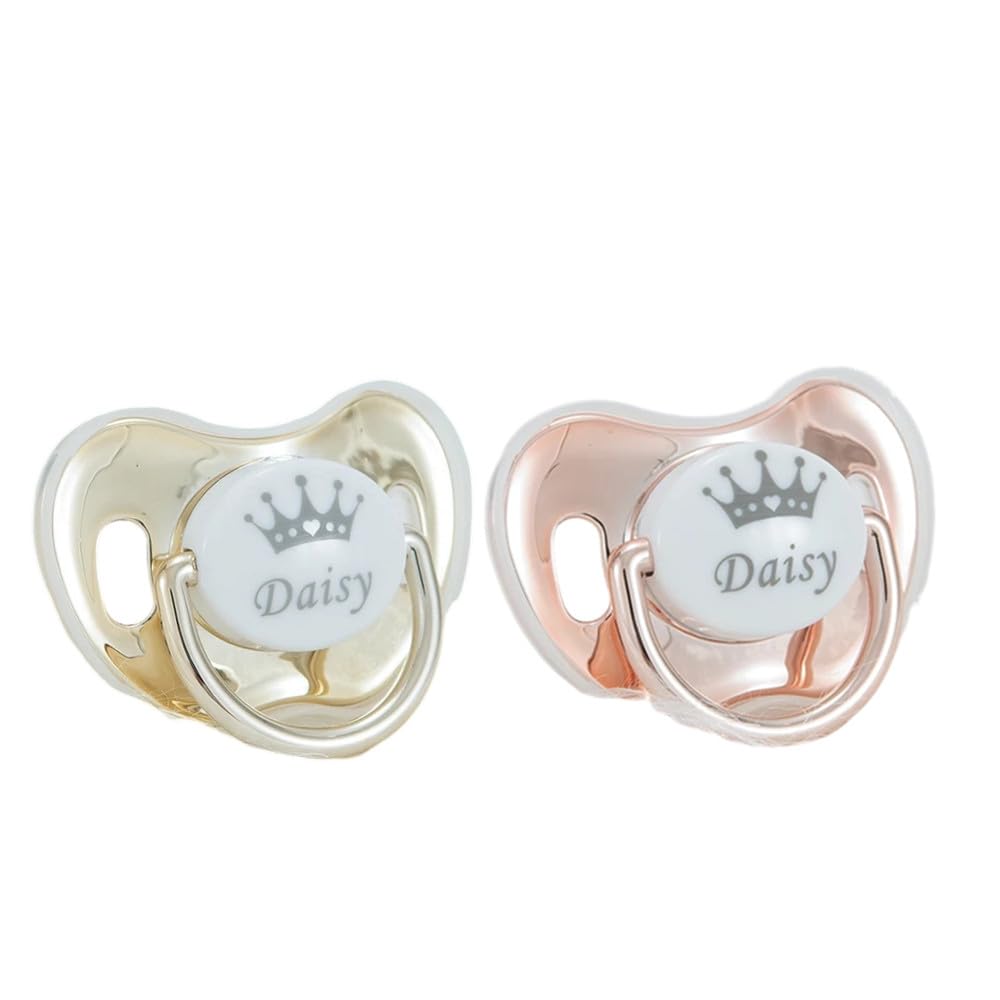 Bling Gold Silver Custom Baby Pacifiers Personalized Binky with Name for Girls and Boys Ideal Baby Gift(2pcs)