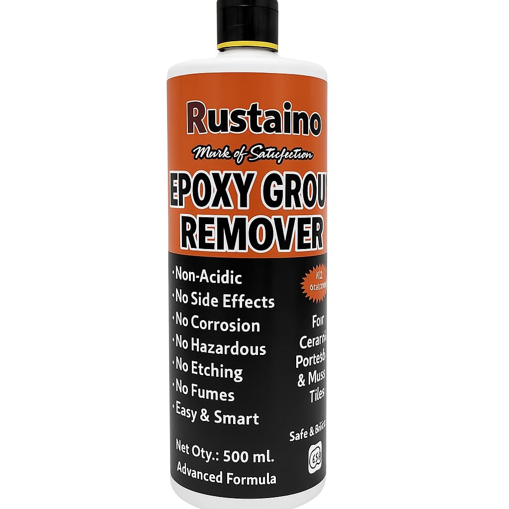 RUSTAINO Non-Acidic Epoxy Grout Remover Liquid 500ml | Heavy Duty Cleaner for Tiles, Natural Stone, Ceramic & Porcelain | Removes Epoxy Grout & Stains Safely