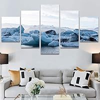 SIGNWIN 5 Panel Canvas Wall Art Modern Art Expressive Hot Air Balloon Minimalist Multicolor Photography Transportation for Home Decorations Ready to Hang - 60