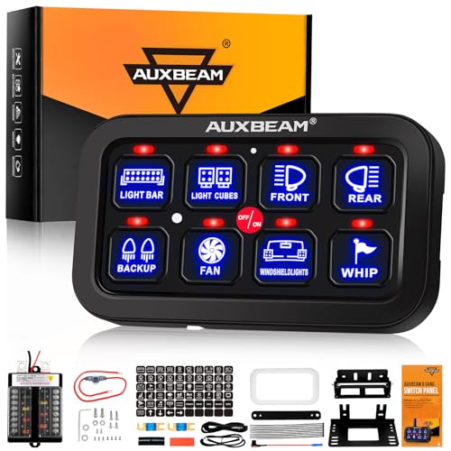 Auxbeam 8-Gang BB80 Switch Panel with LED Touch Box Blue