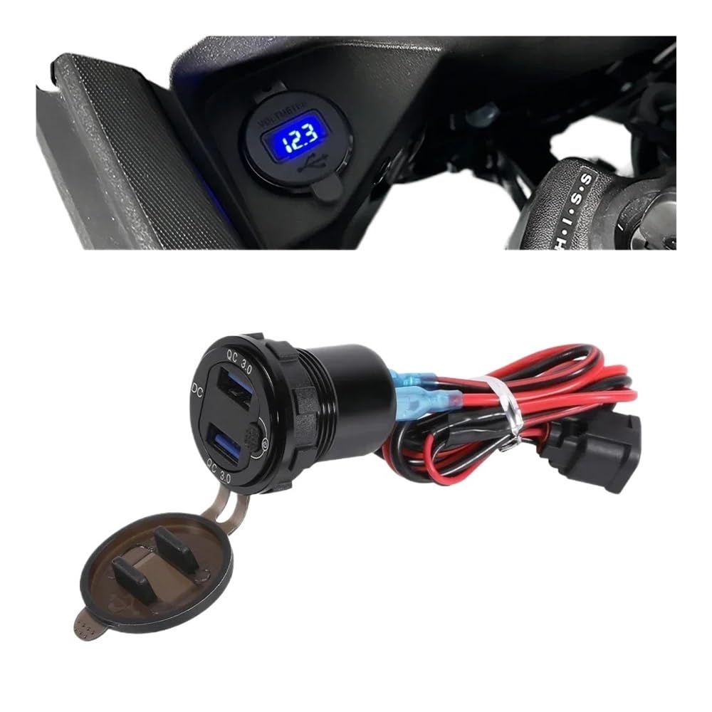 Adatto for H-NDA XL750 Transalp 750 CRF Africa Twin 1000 1100 QC3.0 Caricabatterie USB 12V Presa di corrente Connettore Cavo Doppia presa USB Pezzi di ricambio per motociclette(USB Charger Cable)