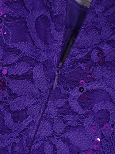 YEAHDOR Girls Floral Lace Shiny Dancewear Formal Dresses Maxi Romper Wedding Birthday Party Gown Dress4