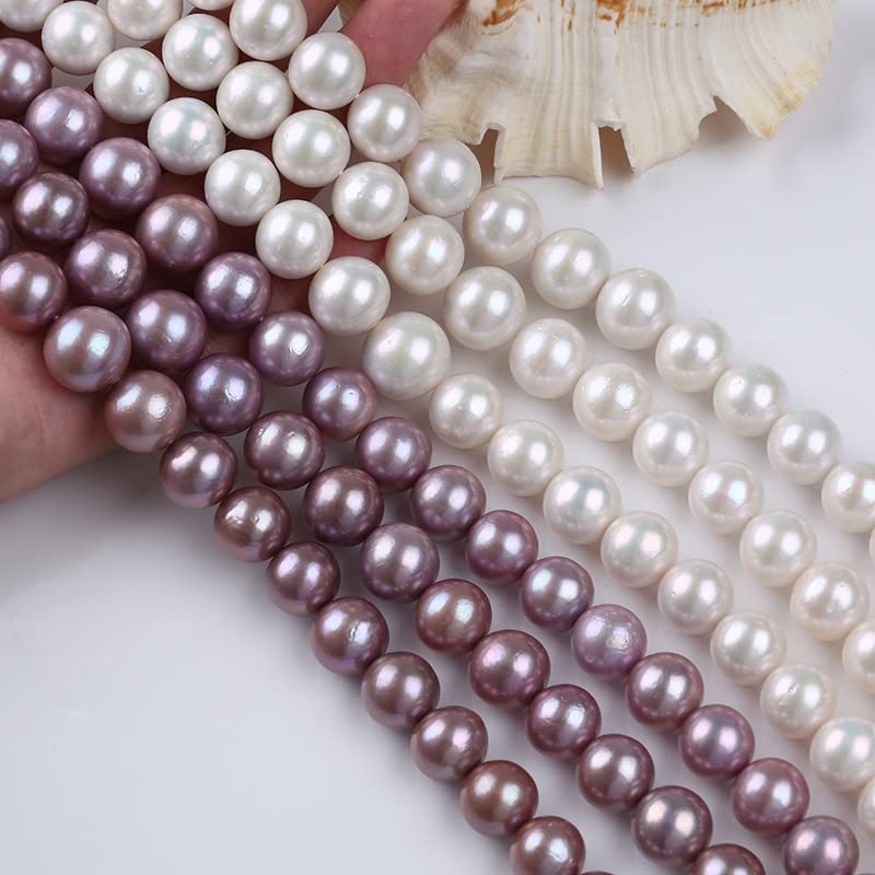 Davitu Natural 11-14mm Purple White Edison Freshwater Pearl Strands - (Color: Purple, Item Diameter: 11-14mm)