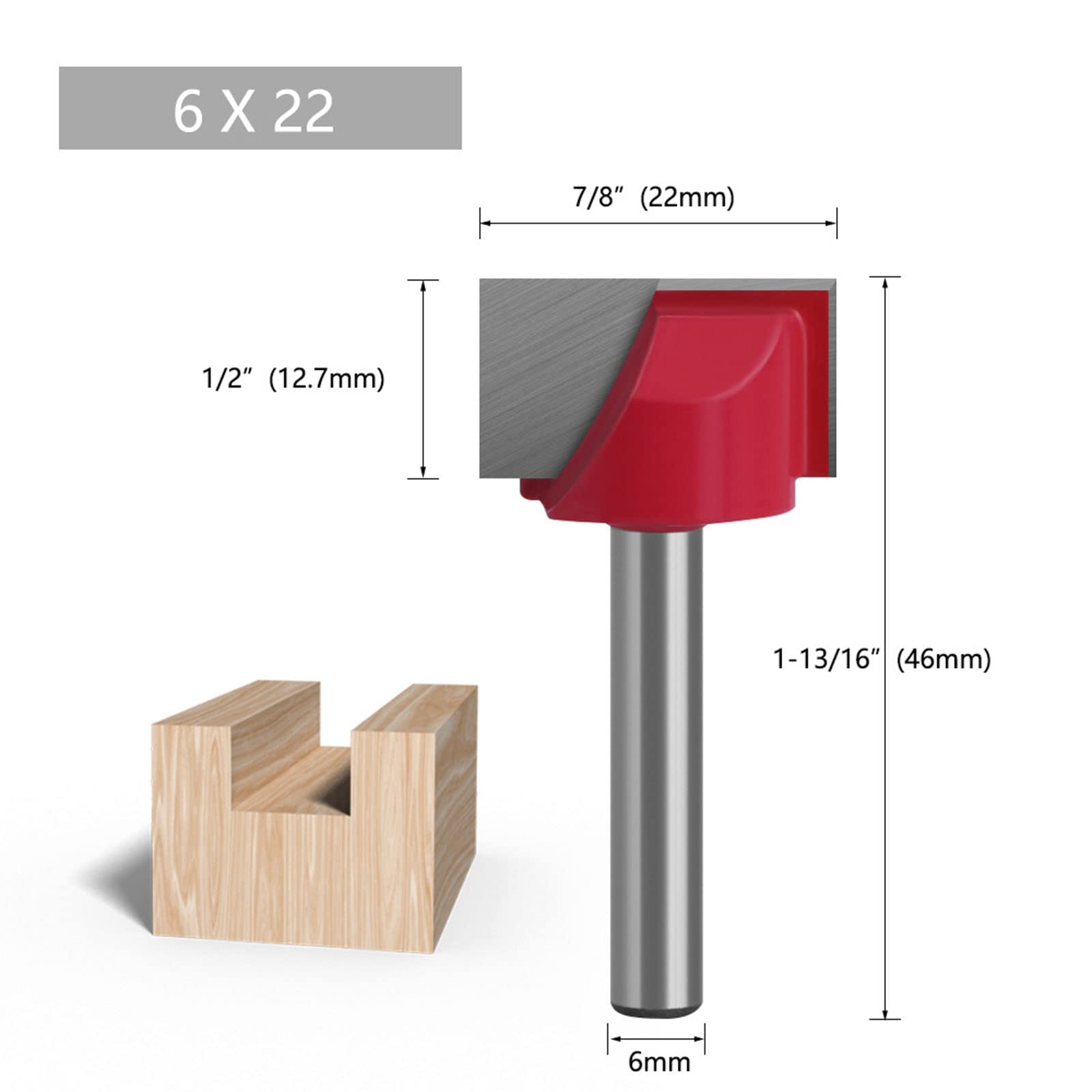 BIGP Set di 6 Fresa per la Pulizia del Fondo, con codolo da 6 mm, per la lavorazione del legno, punte da 10/16/20/22/30/32 mm