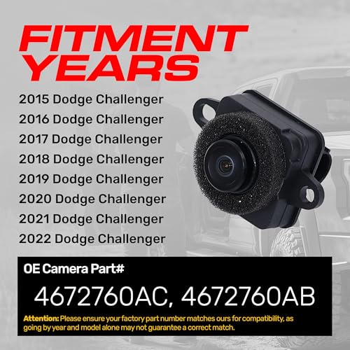 Image of Master Tailgaters Replacement for Dodge Challenger (2015-2022) Rear View Backup Camera OE Part # 4672760AC, 4672760AB