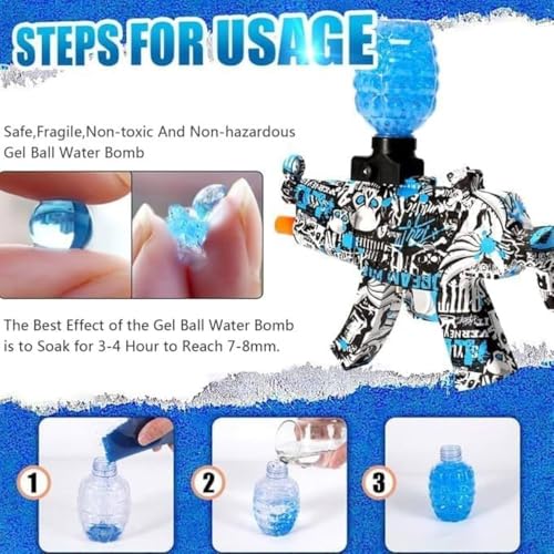 Image of SUPER TOY Automatic Gel Blaster Gun Toy for Kids with Rechargeable Battery and 5000 Water Balls Electric Pistol Outdoor Target Game for Boys