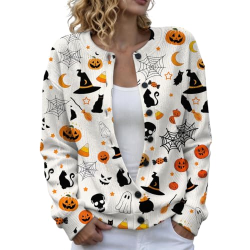 Halloween Sweaters for Women Pumpkin Cardigan Ghost Print Fall Clothes 2026 - image 5