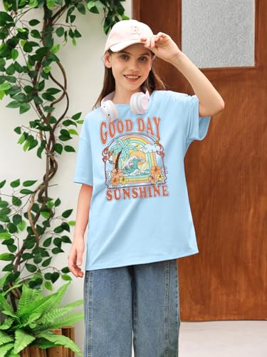 Girls Graphic Shirts Oversized Sunshine T Shirt Short Sleeve Tee Tops Cute Trendy Girls Clothes for 5-14 Years3
