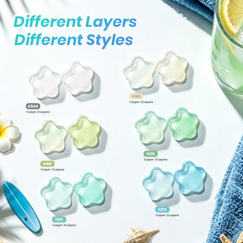 Image of Beetles Summer Voyage Jelly Gel Nail Polish Set - 9ML 6 Colors Seasalt Holiday Summer Sheer Gel Nail Polish Kit Milky White MInt Green Blue Soak Off UV Salon DIY at Home Manicure Gift for Women