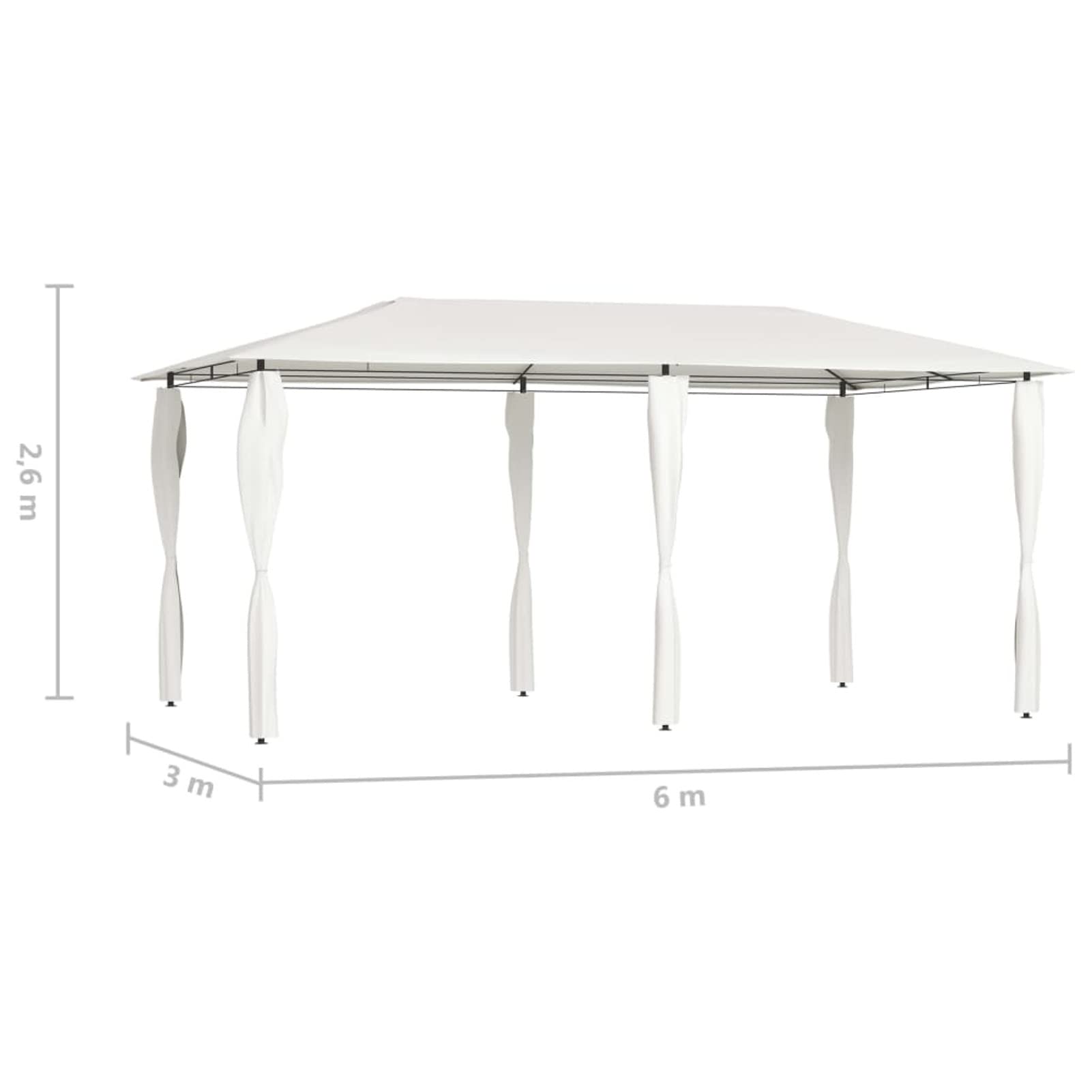 Belvédère avec revêtement de poteaux 3x6x2,6 m Crème 160 g/m²,Tonnelle De Jardin,Tonnelle De Jardin Exterieur