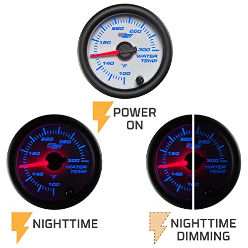 Glowshift GS-W706 -SM White 7 Color 300 F Water Coolant Temperature Gauge Kit thumb #4
