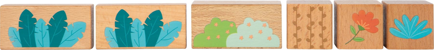 Small Foot Blocchi da Costruzione in Legno Jungle Friends,FSC® 100% Certificato, 50 Pezzi, Legno al Naturale e colorato, da 1 Anno, 12768