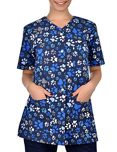 B-well Carina Tunique pour femme, à manches courtes et col en V, avec boutons, L