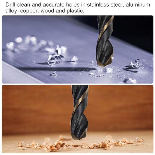 Uxcell A23091800UX0309 6Pcs Jobber Drill Bits 3Mm Black Nitride & Gold Titanium Coated 4341 High Speed Steel (Hss) 135 Degree Split Point Twist Drill Bits thumb #4