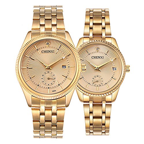 Couple Watches Dress Wrist Watch Golden Watch Men Women Stainless Steel Waterproof Quartz