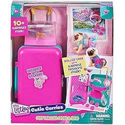 Cuties Maletas Cefa Toys - Real Littles Mini Conjunto de Viaje Cutie Carries, Mini Juego de Maleta con Ruedas, Transportín y Perro de Juguete, Apto para Niñas a Partir de 6 Años