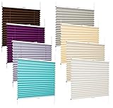 etusimo Klemmfix Plissee Rollo viele Größen und Farben Stoff Blickdicht Lichtdurchlässig Klemmträger Montage ohne Bohren Schiene Metall Tür Fenster Faltrollo Vorhang (Größe 120 x 150 cm, Farbe Taupe)