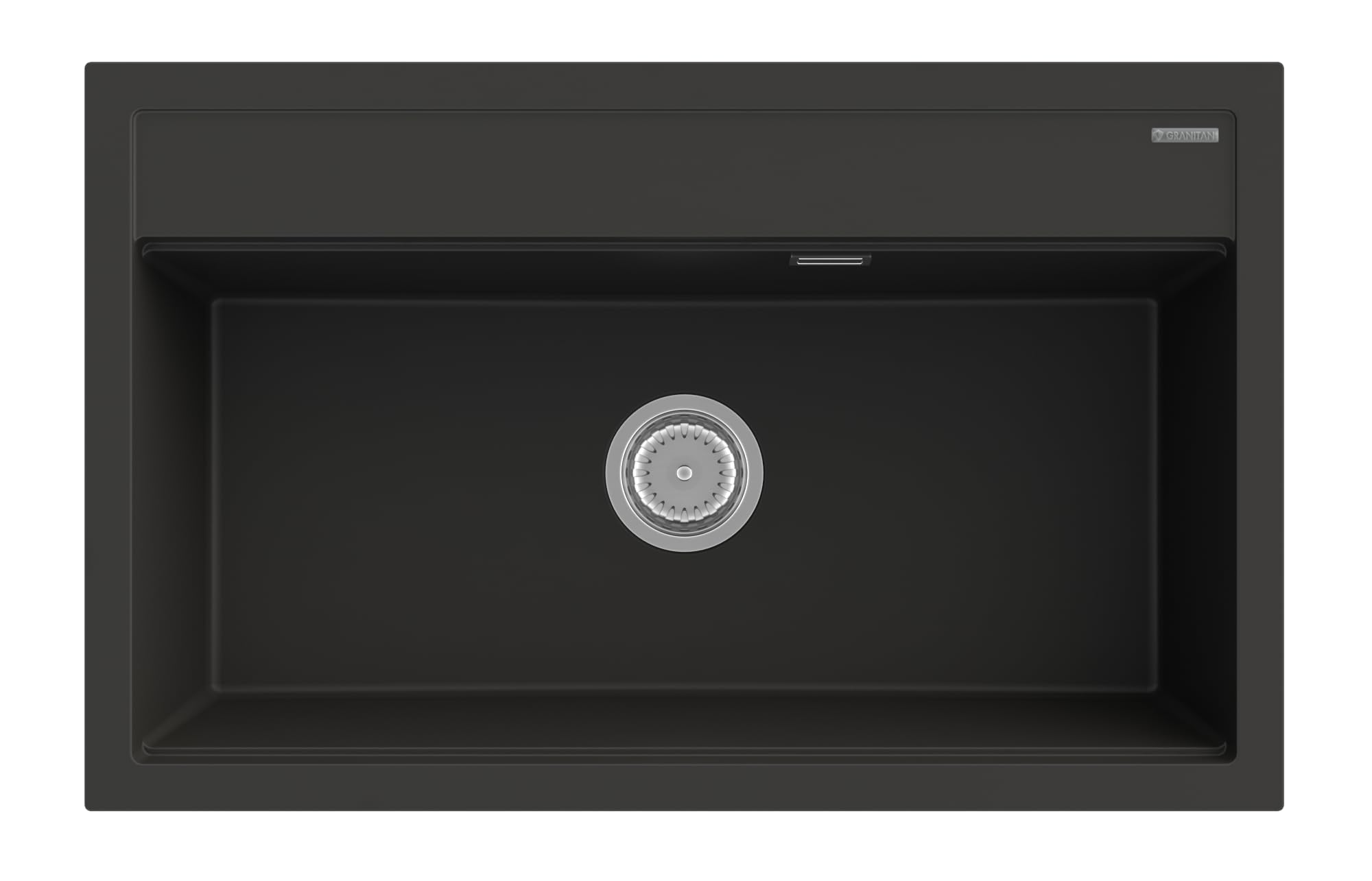 Granitan - Zestaw zlewozmywaków z czarnego granitu ASTI z drewnianą płytką, teleskopowym ociekaczem, ręcznym syfonem, impregnacją GraniProtect - Minimalistyczny design, elastyczność i trwałość