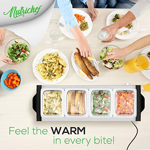 Nutrichef PKBFWM32 Electric Hot Plate Food Warmer 4Plate Buffet Server Chafing Dish Set