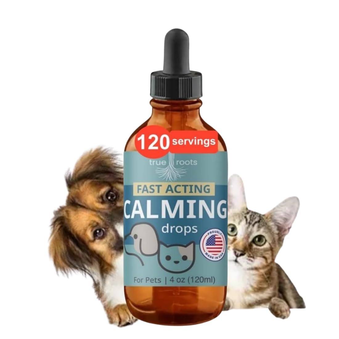 Dogs and Cats Calming Drops - Calmness and Pets Well-Being - 6 in 1 Formula with L-Theanine Valerian Lemon Balm Chamomille - 120 Servings - Made in USA - Bacon Flavor 4oz