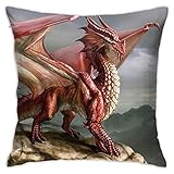WAZHIJIA Dragon Pillowcase Red Dragon Pillow Cover Square Pillow Case Home Decorative Sofa Bedroom Livingroom 18 x 18 inch