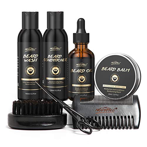 Beard Development Package Beard Grooming Package For Males Beard Care With Beard Shampoo Wash Development Oil Serum Conditioner Balm Brush Comb Scissors Finest Reward for Father Day Dad Males Husband Boy Good friend