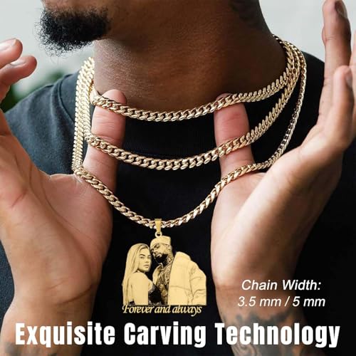 Custom Photo Necklace for Men Women – Personalized Picture Pendant with Engraved Photo & Nameplate– 18K Gold Plated Memory Necklace – Custom Gifts for Him Her2