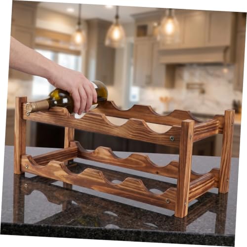 Soporte moderno de madera para botellas de vino doble capa miniatura 4