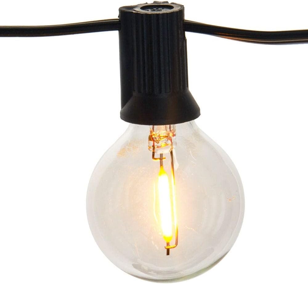 VOLT Indoor/Outdoor 120V 25FT E12 LED Bistro String Lights (Black) Hanging Globe Lights for Trees, Porch, Deck, Lanai, Patio, Garden, Yard, Balcony or Tent