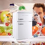 Galanz GLR31TWEER Réfrigérateur compact rétro, Mini Réfrigérateur avec portes doubles, Thermostat mécanique réglable avec congélateur, blanc, 3.1 Cu FT