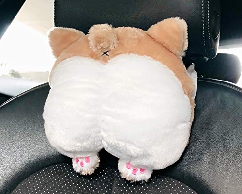 SCSpecial Car Neck Pillow Niedliches Corgi Butt Kopfstütze Baumwollkissen Weiches Kopfstützenkissen