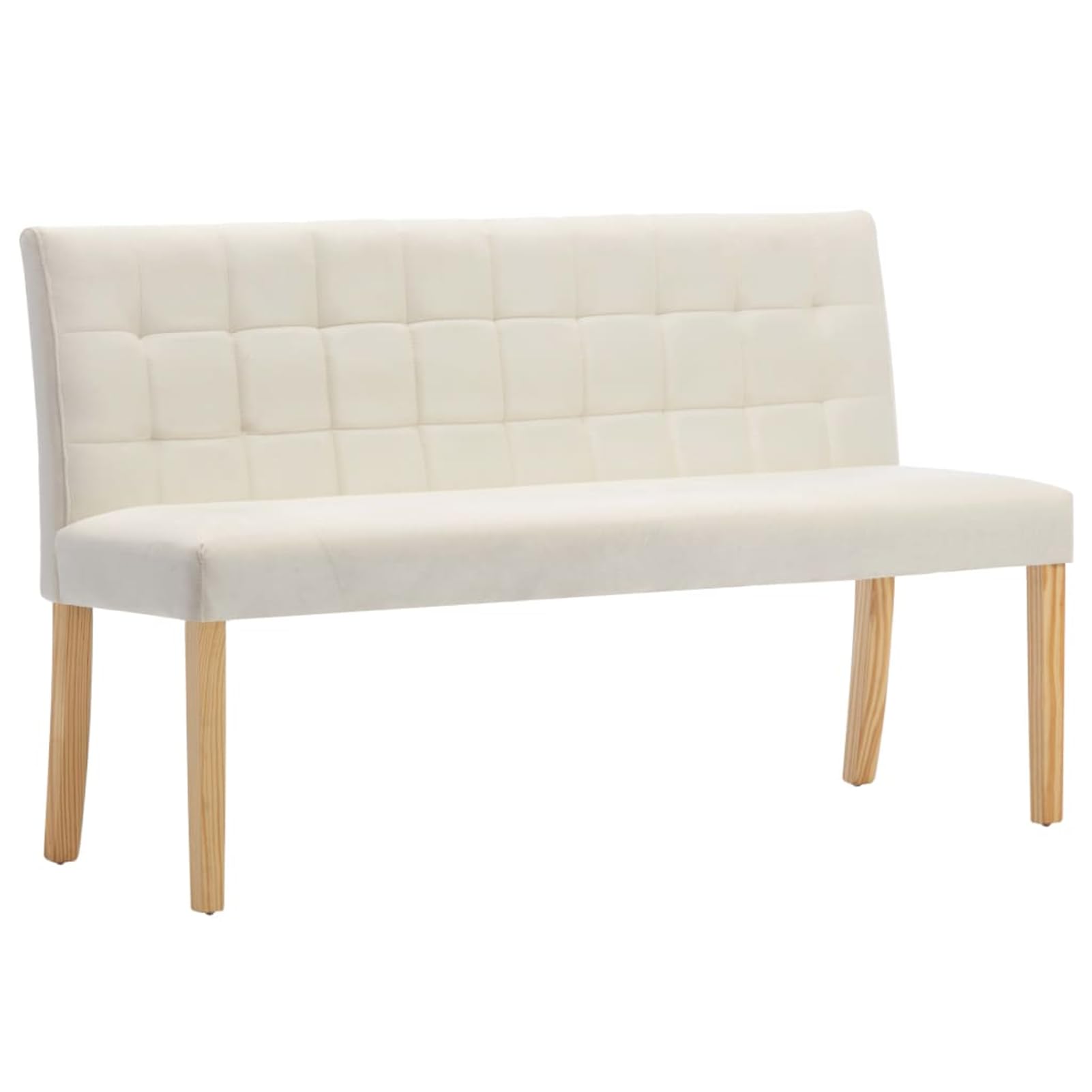 Homgoday Banquette rembourrée en velours crème avec dossier linéaire - Assemblage facile