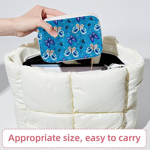 Boîte à bijoux portable papillon bleu voyage bagues
