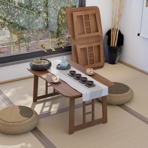 Table de sol japonaise pliable pour solutionner le manque de place au salon