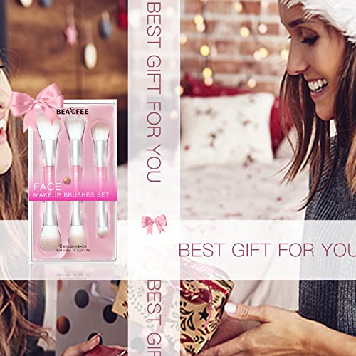 Makeup Brush Duo End Foundation Brush Contour Powder Face Makeup Brushes For Blending Liquid Powder,Concealer,Blush Brush, Highlighter Contour Brush Powder Synthetic Cosmetic Tools #TOP5