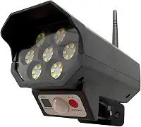 Refletor Solar LED 60W, Luminária de Segurança com Sensor de Presença, Preto, 42 LEDs, Painel Solar 5V, Formato Câmera, Controle Remoto, 8h de Funcionamento