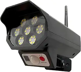 Refletor Solar LED 60W, Luminária de Segurança com Sensor de Presença, Preto, 42 LEDs, Painel Solar 5V, Formato Câmera, Controle Remoto, 8h de Funcionamento