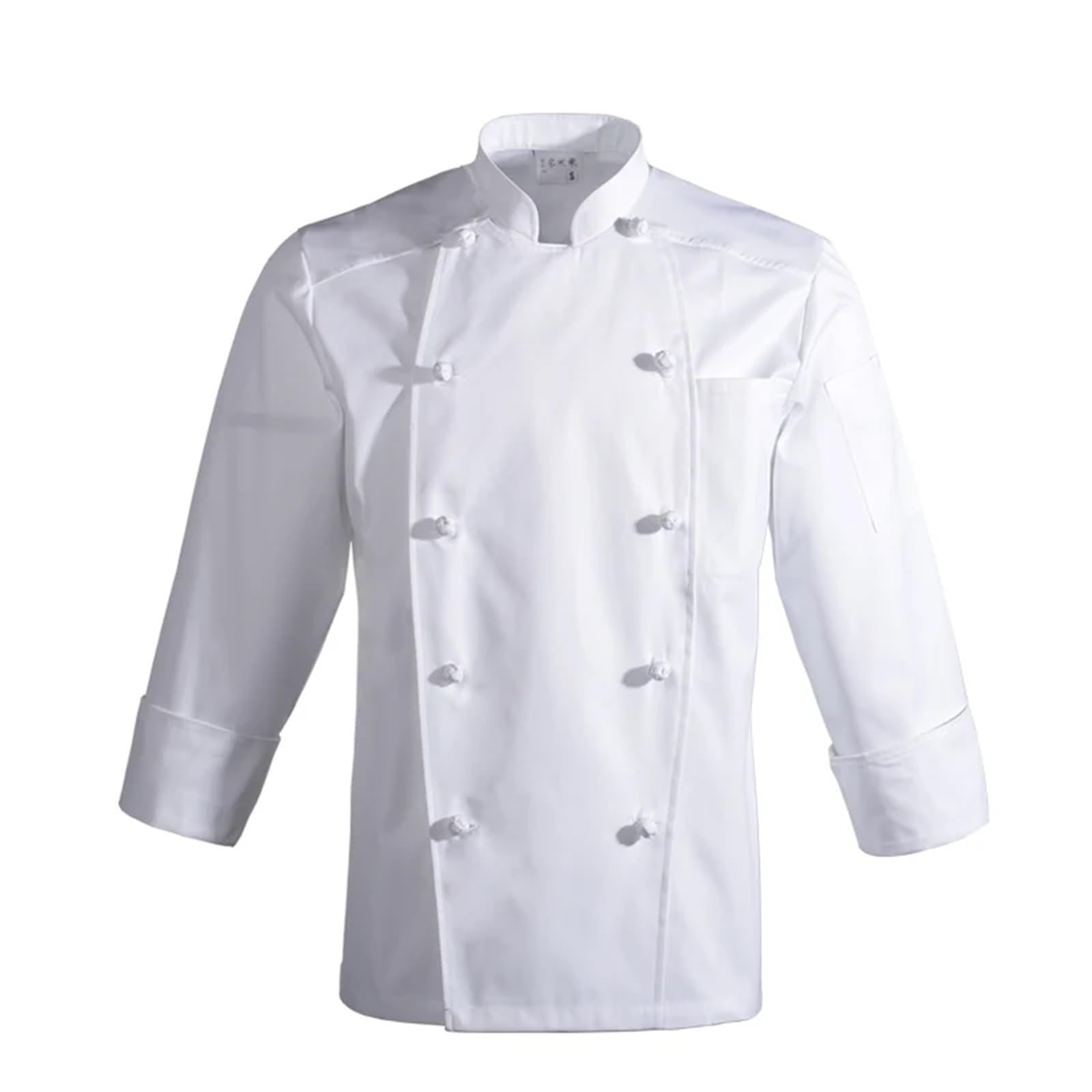 Kochmantel, langärmelig, weißes Hemd, zweireihig, Kochjacke, Restaurant-Arbeitskleidung, Herren, Koch, professionelle Uniform (L)