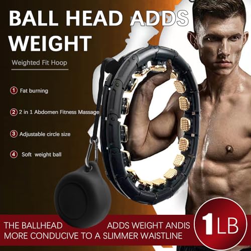 Weighted-Fit-Hoop-Fithoop-Fitness-Hoop-2-in-1-Abdomen-Fitness-Massage-60inch-30-Knots47inch-24-KnotsGreat-for-Adults-and-Beginners-Weight-Loss-and-Exercise