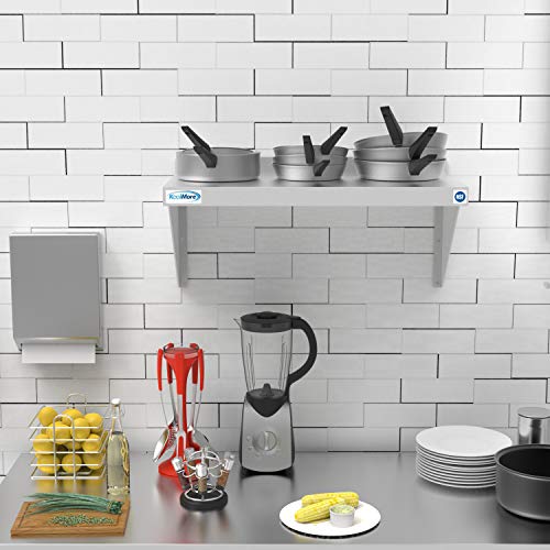 Image of KoolMore NSF Stainless Steel Wall Mount Shelf - Industrial Grade Metal Shelving for Commercial Restaurant Kitchens 12 x 24