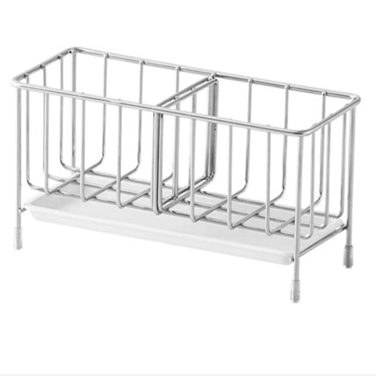 Sponge Holder for Kitchen Sink - Tray Holder, Kitchen Sink Organizer, Sink Caddy, Kitchen Sink Tray Drainer Rack Sponge Holder, Brush Soap Holder with Removable Tray, 304 Stainless Steel Sponge Holder