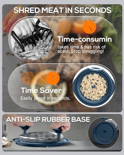 Triturador de frango, triturador de carne visível de 27,4 cm, ferramenta torcida com prato separado,